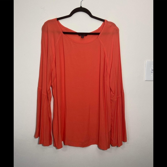 Banana Republic Women's Size XL Orange Blouse Top Flare Sleeve - Picture 4 of 7
